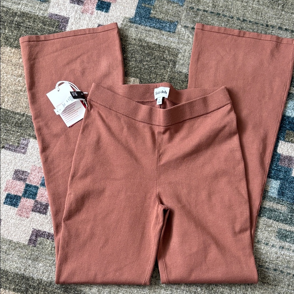 Aritzia Posie Dusty Rose Knit Wide-Leg Pants